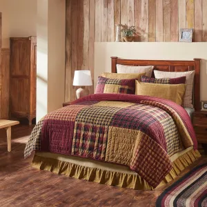 VHC Brands Quilt King, Cotton Quilt, Country Bedding, Connell Collection, Size - 97x106, Burgundy