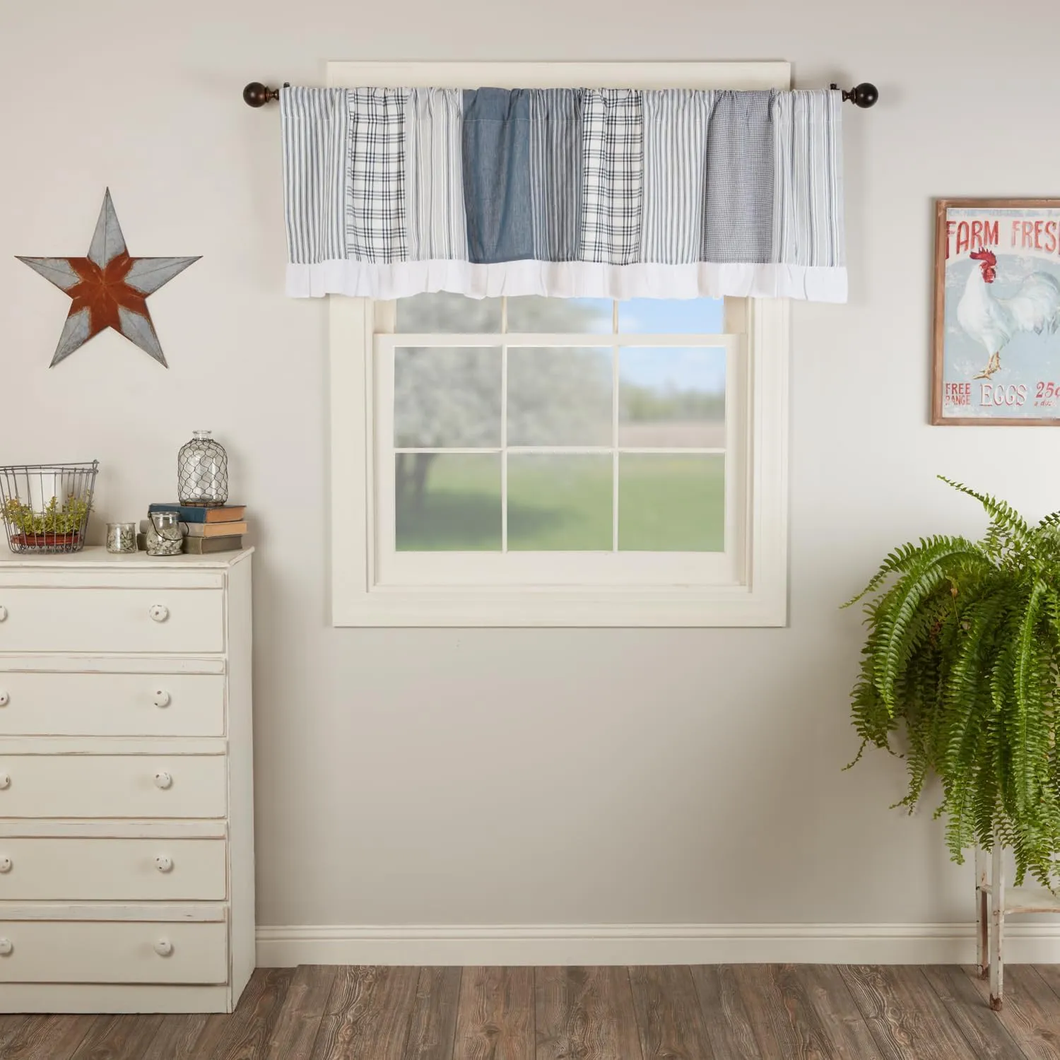 VHC Brands Sawyer Mill Blue Patchwork Valance (Valance 19x72)