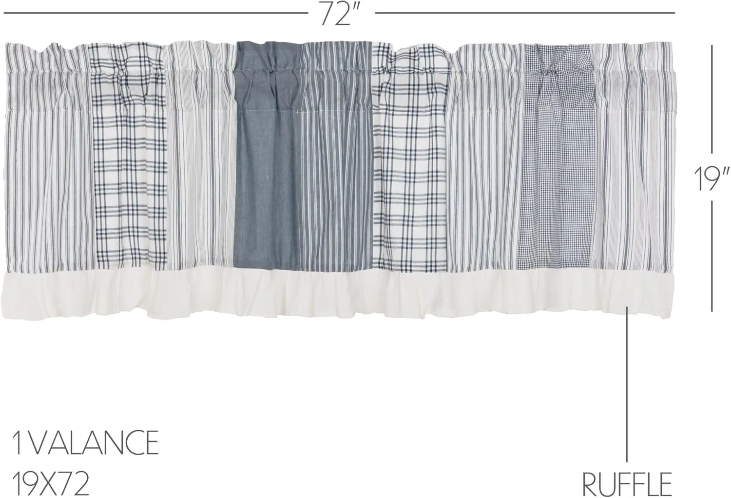 VHC Brands Sawyer Mill Blue Patchwork Valance (Valance 19x72)