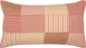 VHC Brands Sawyer Mill™ Red Farmhouse Decorative Patchwork Hand Quilted Throw Pillow Cushion Cover, Cotton King Sham 21x37