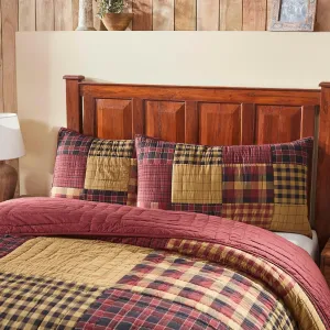 VHC Brands Sham King Quilted, Cotton Bedroom Sham Cover, Bedding Accessory, Bedroom Decor, Connell Collection, Rectangle 21x37, Burgundy