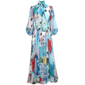 Vintage 1940s Long Patchwork Dress