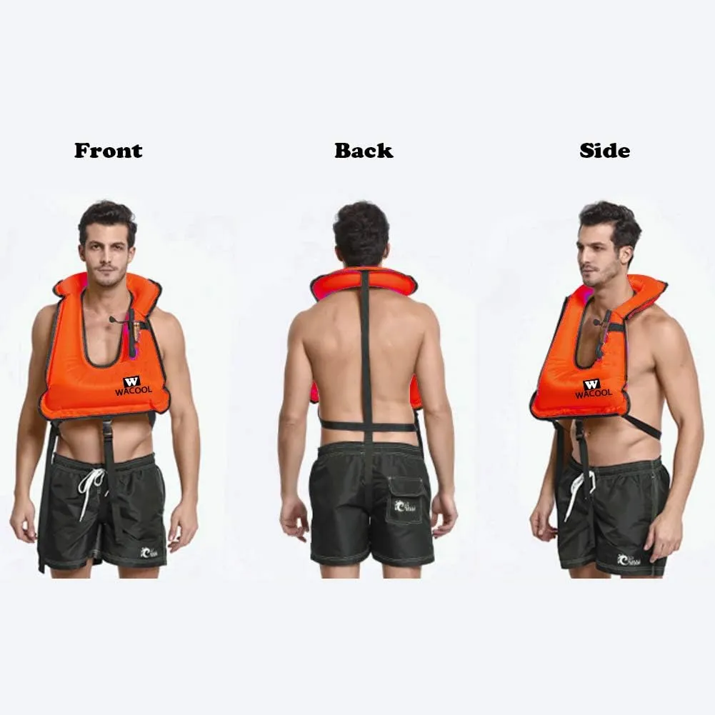 WACOOL Inflatable Snorkel Diving Swimming Scuba Vest Jacket large buoyancy Up to 220 lbs for Adult Youth Kids