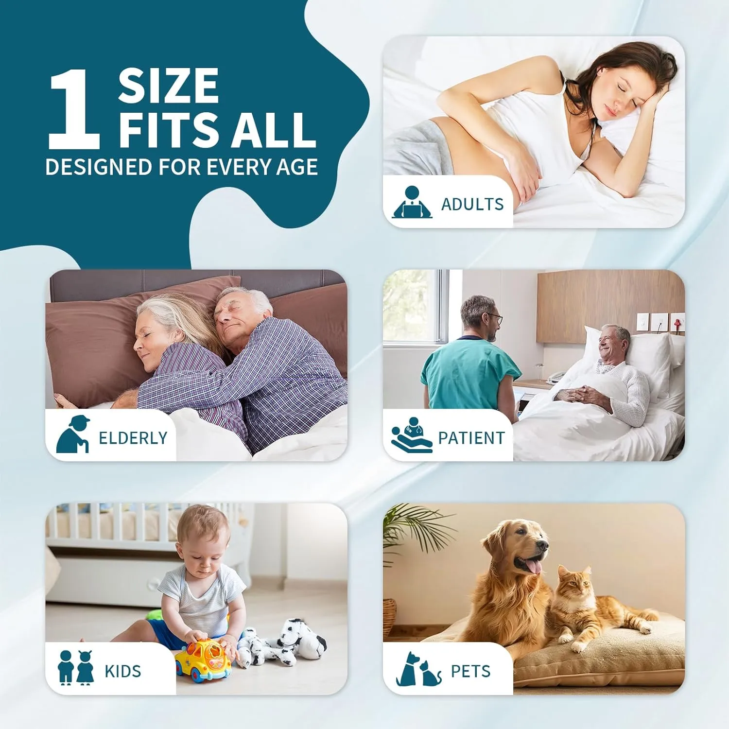 Washable Bed Pads with 8 Sturdy Handles 34”×52” Extra Large Reusable Underpads 4-Layers Leakproof Chucks Pads Washable for Incontinence (2 Pack)