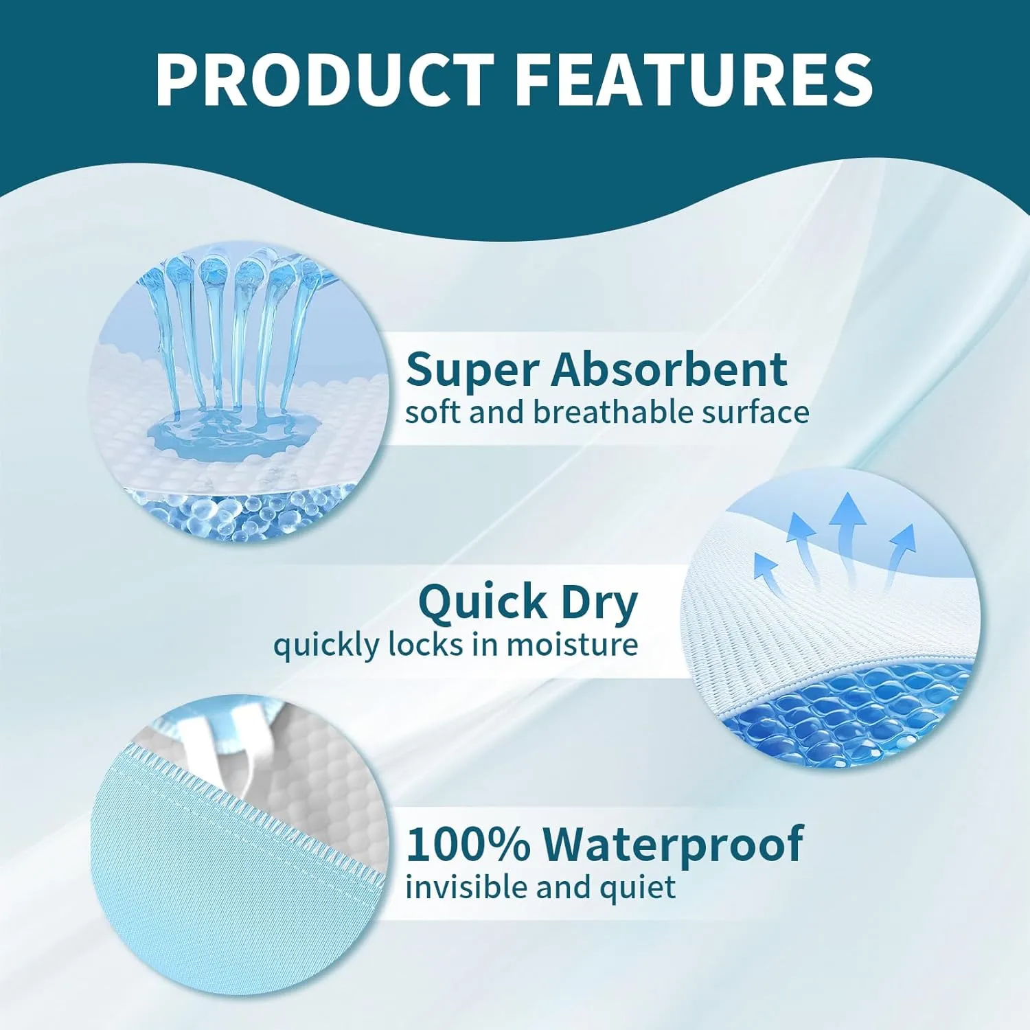 Washable Bed Pads with 8 Sturdy Handles 34”×52” Extra Large Reusable Underpads 4-Layers Leakproof Chucks Pads Washable for Incontinence (2 Pack)