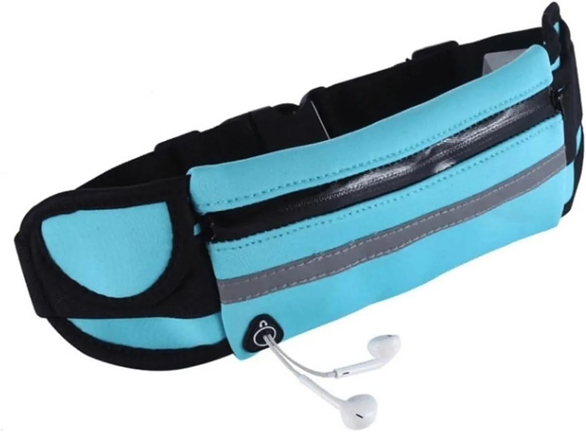 Waterproof running waist bag sports jogging outdoor mobile phone holder belt bag female male fitness cycling sports accessories(Blue)