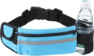 Waterproof running waist bag sports jogging outdoor mobile phone holder belt bag female male fitness cycling sports accessories(Blue)