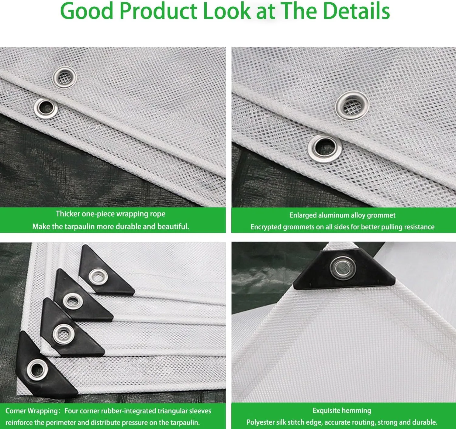 Waterproof Tarp Tent Cover Large Tarp for Under Tent Multi Purpose Protective Cover Durable Waterproof Weather Proof Rip and Tear Resistant 6.56ft x 6.56ft White
