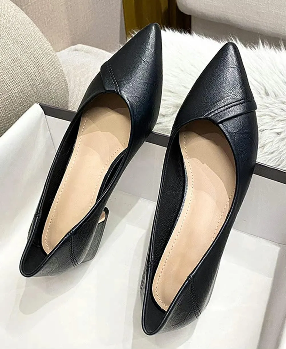 WENJIAZHIZHI Women's Ruched Pointed Toe Low Chunky Heels Solid Wedding Dress Pumps Shoes for Women Closed Toe
