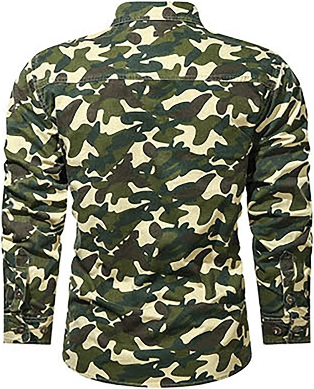 Western Cowboy Shirts for Men - Long Sleeve Snap Button Tactical Shirt Outdoor Military Camo Camping Tops with Pockets