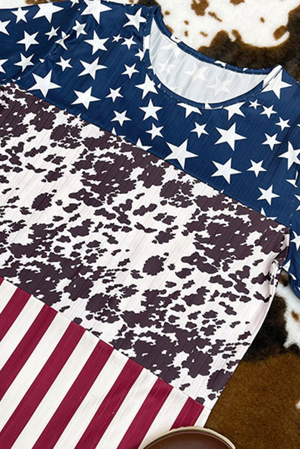 Western Flag Print Patchwork T-shirt