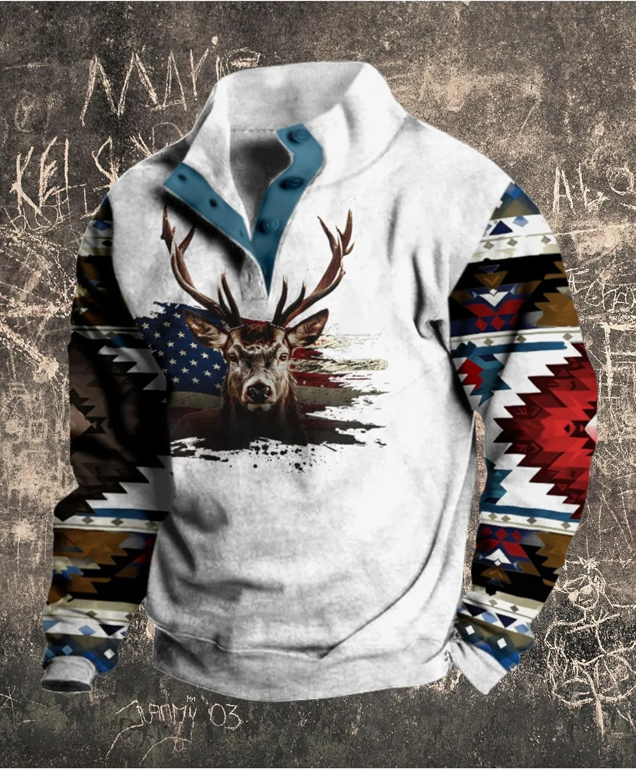 Western Graphic Sweatshirt for Men Aztec Vintage Country Hoodies Long Sleeve Cowboy Jacket Pullover Festival Outfits