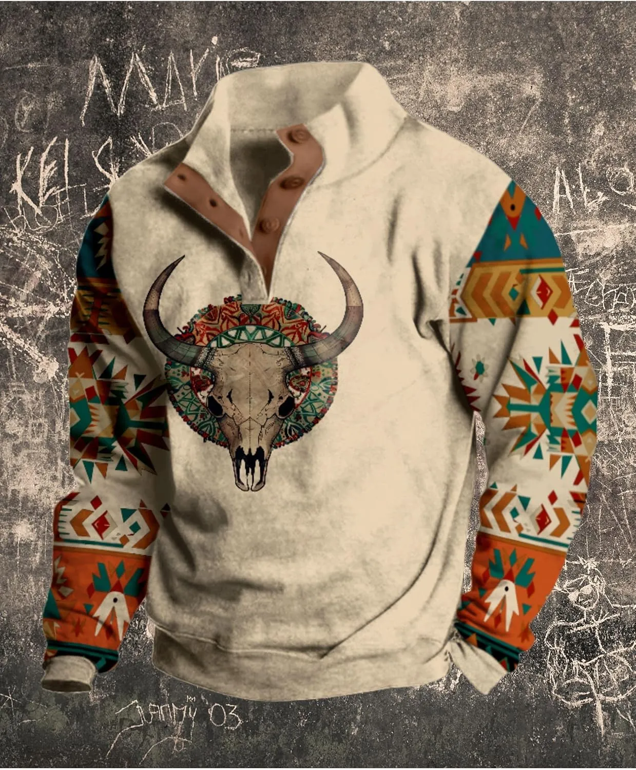 Western Graphic Sweatshirt for Men Aztec Vintage Country Hoodies Long Sleeve Cowboy Jacket Pullover Festival Outfits