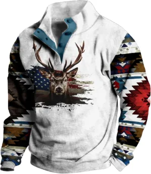 Western Graphic Sweatshirt for Men Aztec Vintage Country Hoodies Long Sleeve Cowboy Jacket Pullover Festival Outfits
