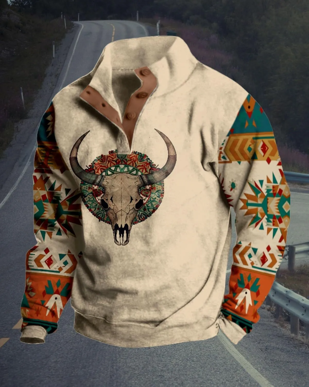 Western Graphic Sweatshirt for Men Aztec Vintage Country Hoodies Long Sleeve Cowboy Jacket Pullover Festival Outfits