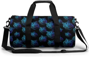 White Tiger with Neon Glasses Travel Duffel Bag Gym Bags Sports Tote Shoulder Weekender Handbag for Men Women