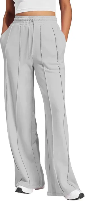 Wide Leg Sweatpants for Women Baggy Comfy Athletic Pants Casual Drawstring High Waisted Track Pants with Pockets