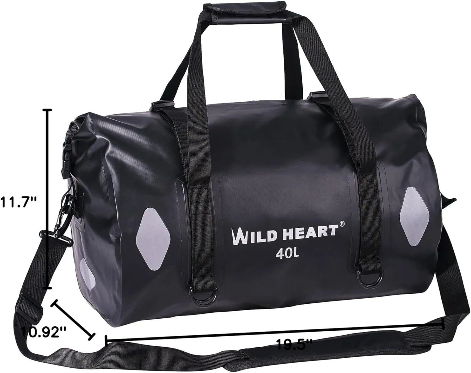 WILD HEART Waterproof Bag Duffel Bag 20L 30L 40L with Welded Seams Shoulder Straps, Mesh Pocket for Kayaking, Camping, Boating,Bicycle,Motorcycle