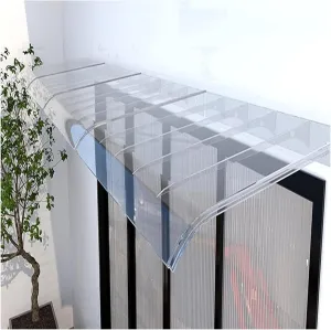 Window Door Awning Front Door Canopy Outdoor Awning, Transparent Curved Polycarbonate Cover UV Protection Rain Shelter for Back Door, Porch, Patio, Window for Protection(50x280cm/20 x110)