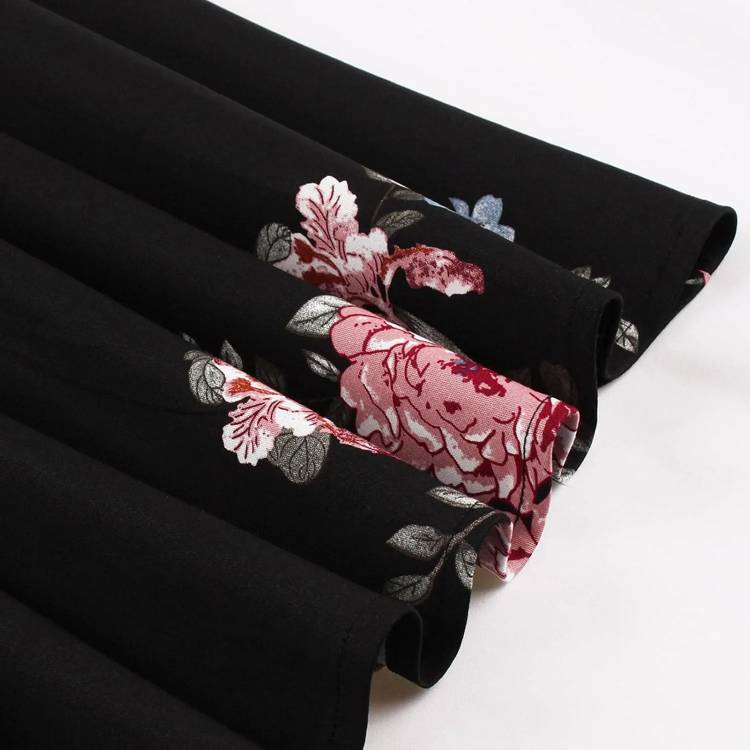Women 1950s Vintage Floral Cocktail Swing Dress 50s Short Sleeve Audrey Hepburn Rockabilly Prom Dress A Line Tea Party Dress