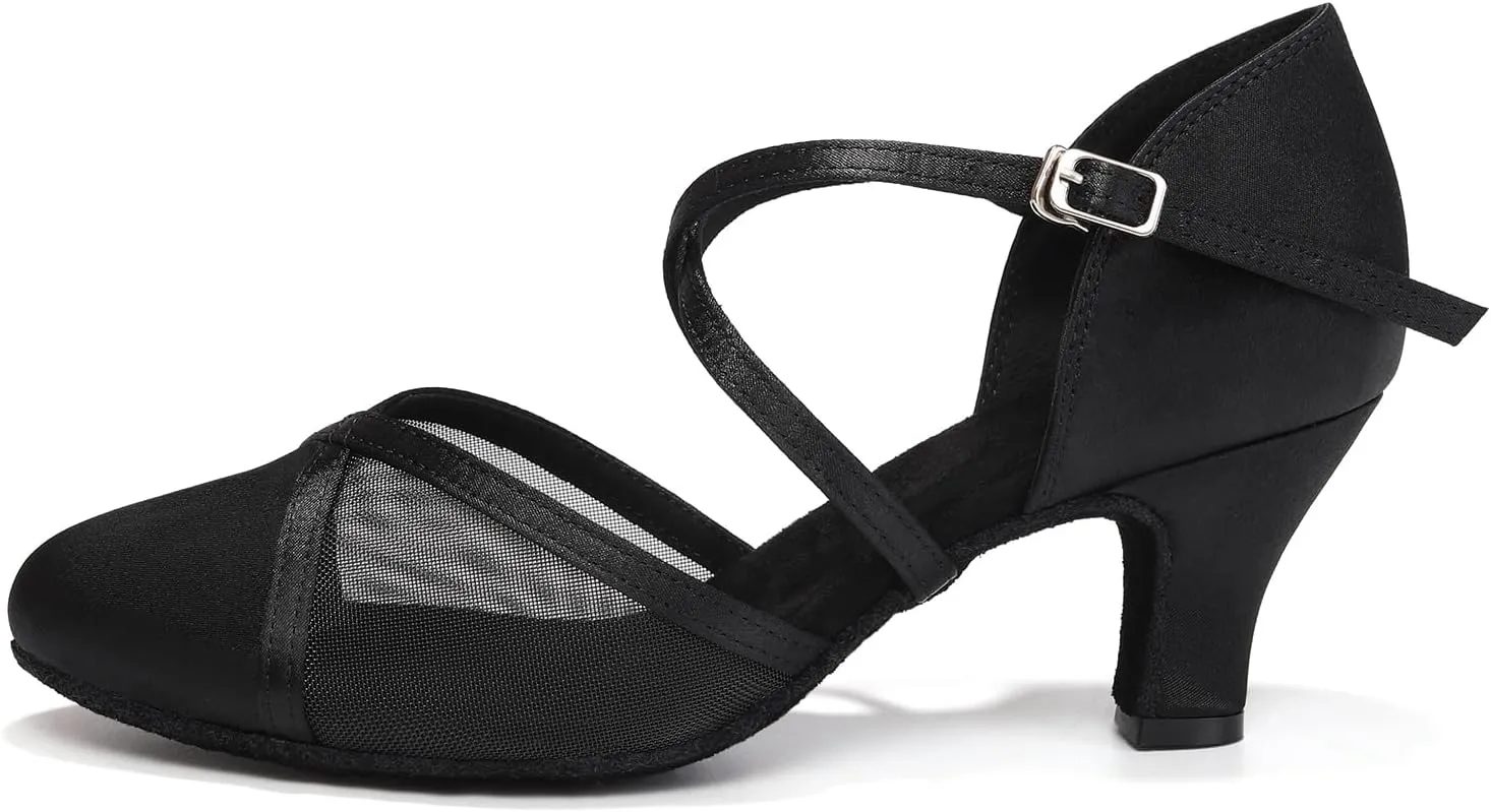 Women Ballroom Dance Shoes Closed Toe Latin Salsa Performance Dancing Shoes Low Heel