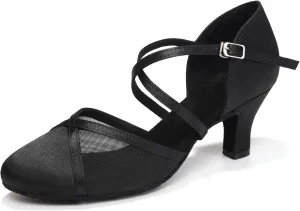 Women Ballroom Dance Shoes Closed Toe Latin Salsa Performance Dancing Shoes Low Heel