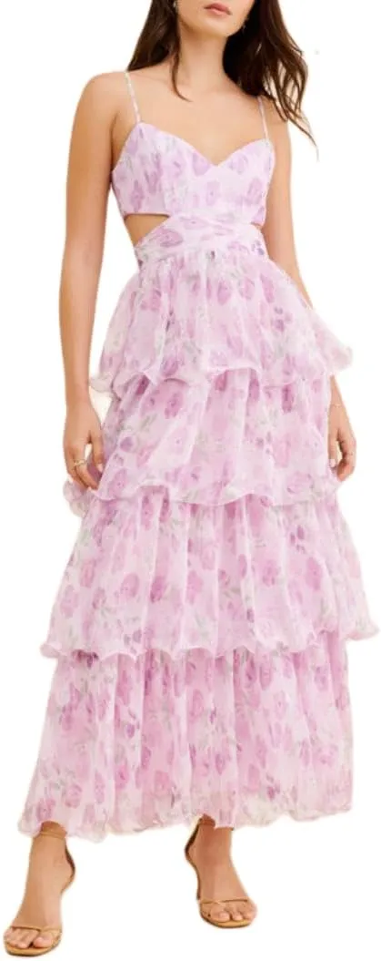 Women Cake Tiered Flowy Maxi Dress Fairy Spaghetti Strap Sweetheart Long Dress Y2K Elegant Party Patchwork Outfit
