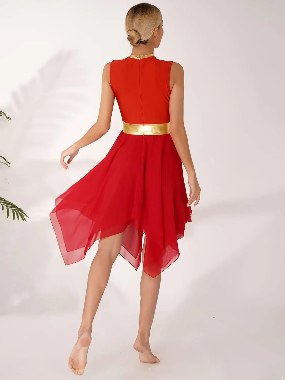 Women Color Block Praise Dance Tunic Sleeveless Irregular Liturgical Lyrical Worship Dance Dress