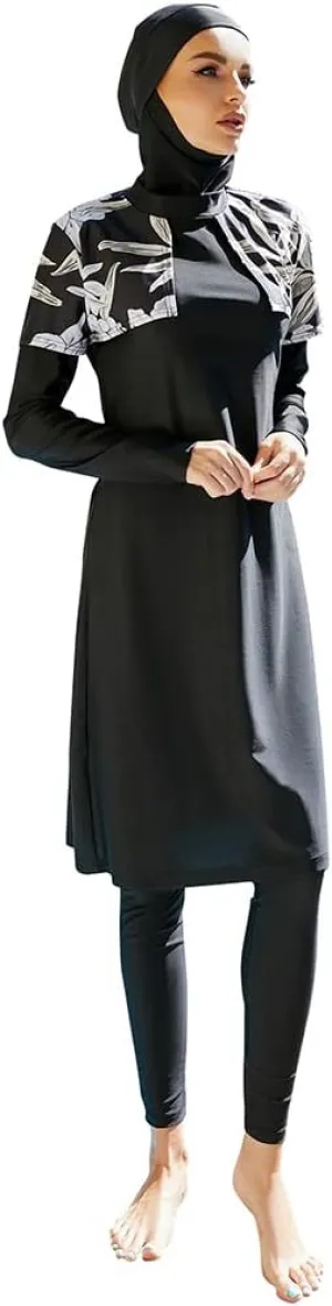 Women Muslim Swimsuit Burkini Floral Print Modest Swimwear Long Sleeve Full Cover Hijab Islamic Bathing Suit Beachwear