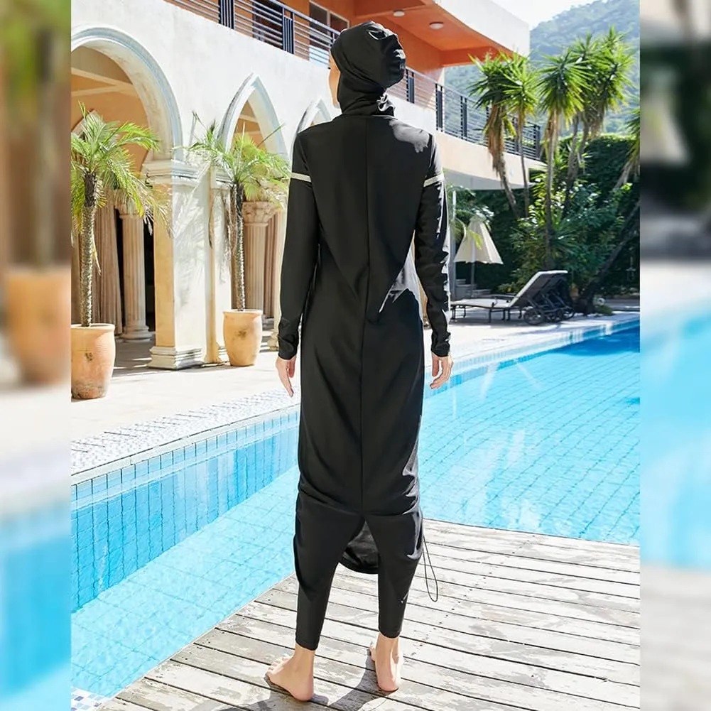 Women Muslim Swimsuit Burkini Floral Print Modest Swimwear Long Sleeve Full Cover Hijab Islamic Bathing Suit Beachwear