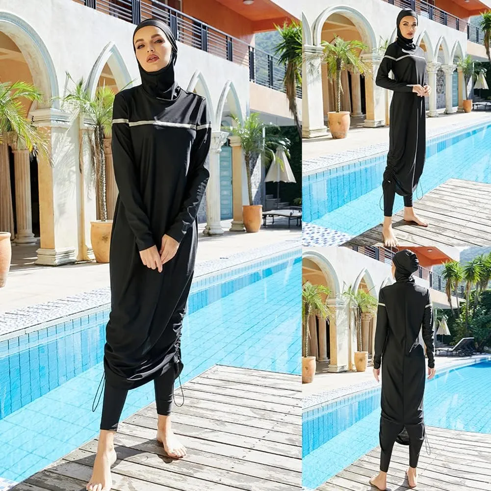 Women Muslim Swimsuit Burkini Floral Print Modest Swimwear Long Sleeve Full Cover Hijab Islamic Bathing Suit Beachwear