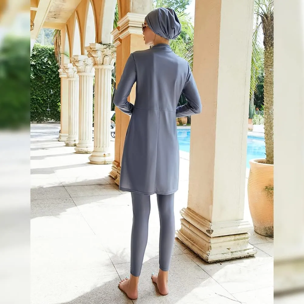 Women Muslim Swimsuit Burkini Floral Print Modest Swimwear Long Sleeve Full Cover Hijab Islamic Bathing Suit Beachwear
