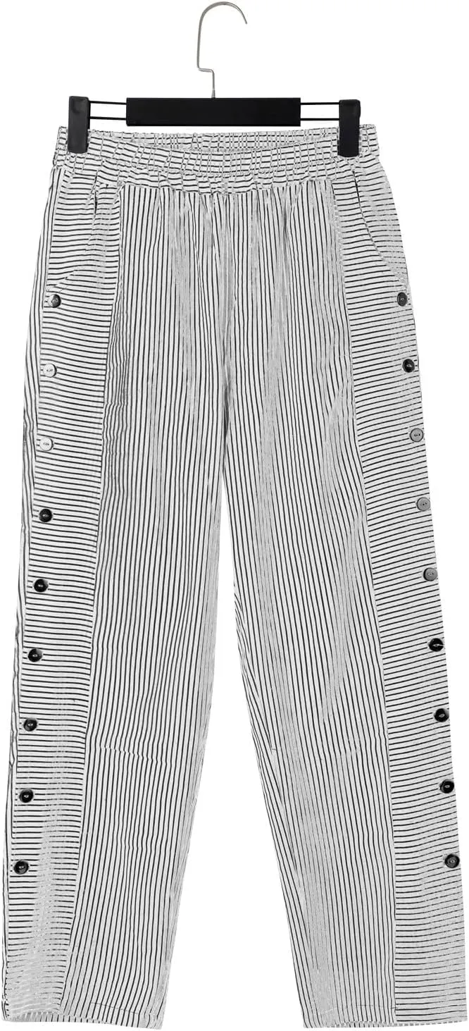 Women Oversized Striped Cropped Pants Office Work Business Trendy High Waisted Trouser Sport Jogger Casual Sweatpants