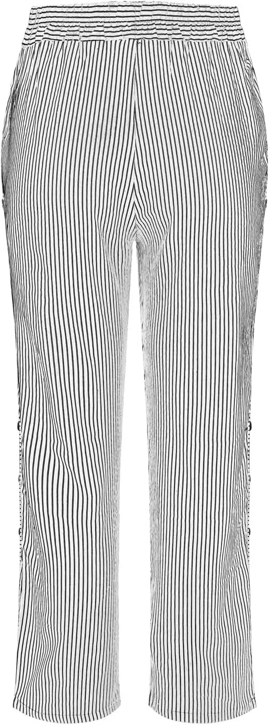 Women Oversized Striped Cropped Pants Office Work Business Trendy High Waisted Trouser Sport Jogger Casual Sweatpants