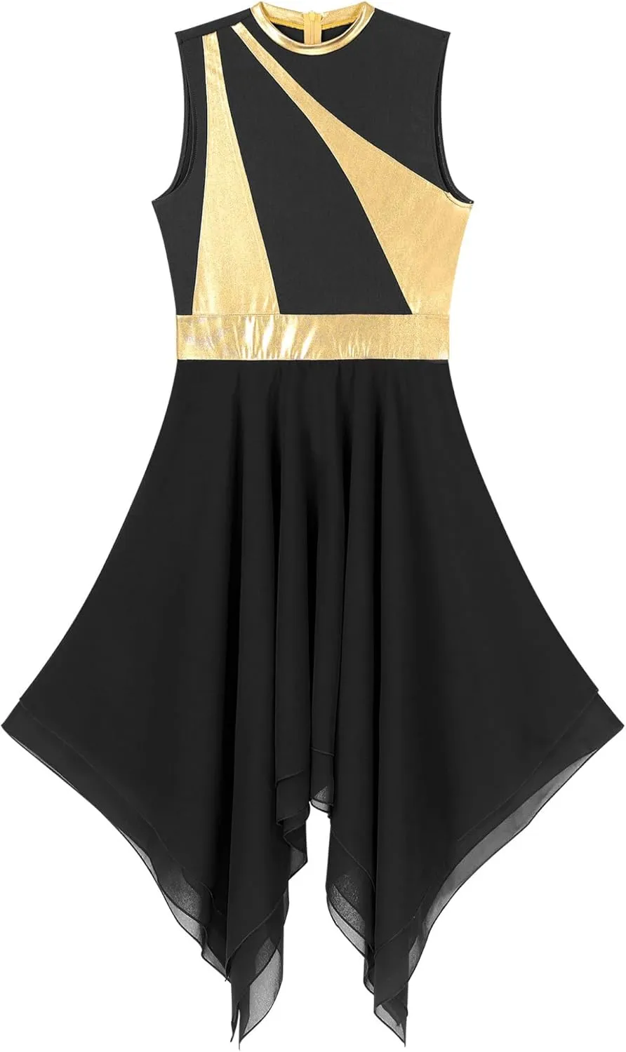 Women Praise Dance Dress Tunic Color Block Irregular Hem Dress Worship Liturgical Lyrical Dance Costume