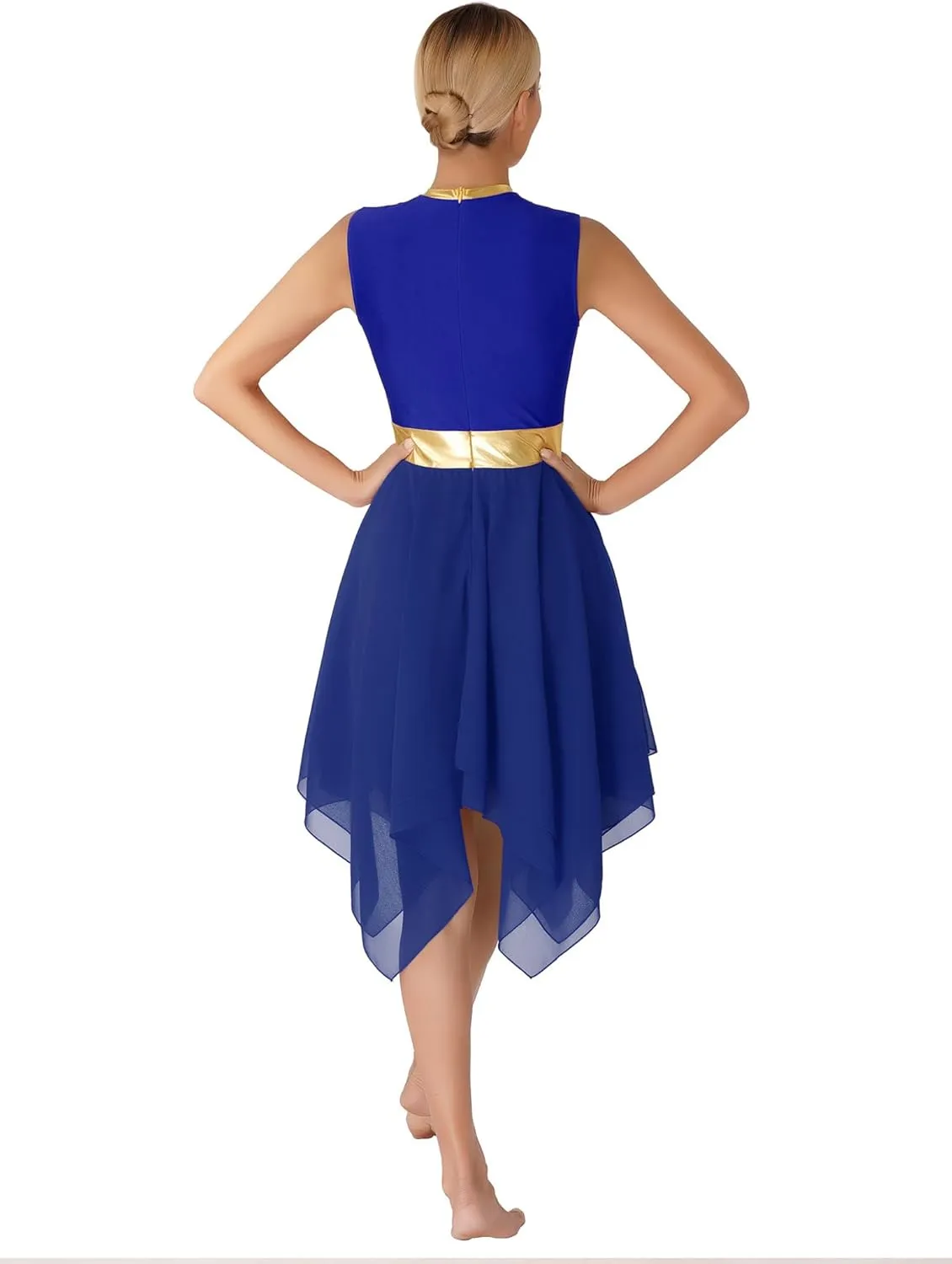 Women Praise Dance Dress Tunic Color Block Irregular Hem Dress Worship Liturgical Lyrical Dance Costume