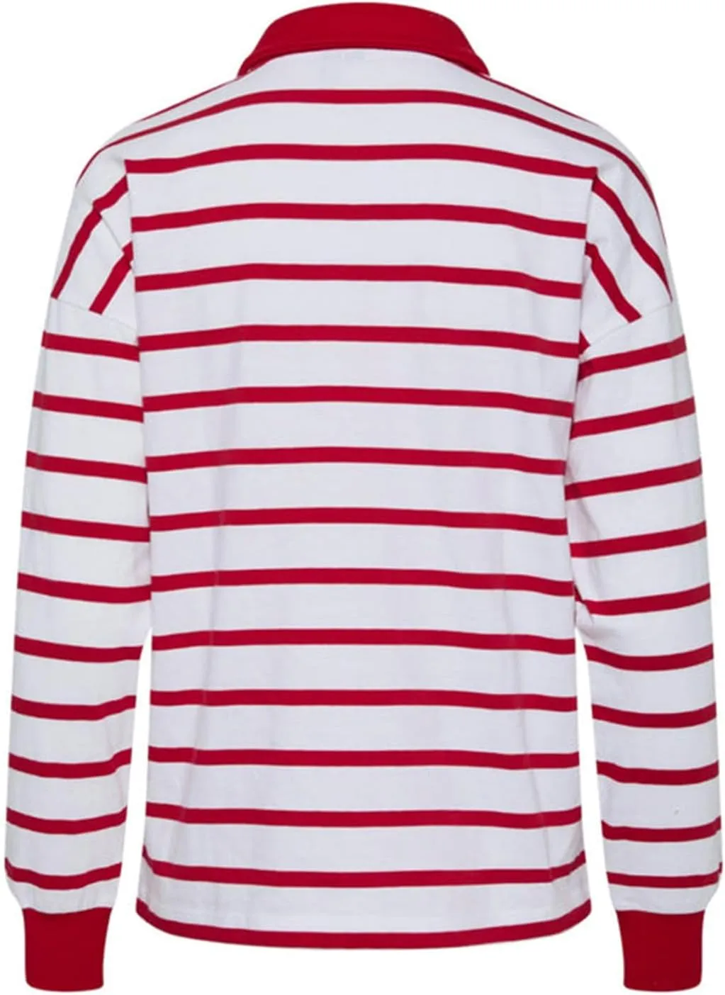 Women Rugby Polo Shirt Vintage Long Sleeve Oversized Striped Shirt Y2k Lapel Collar Pullover Crop Top 90s Streetwear