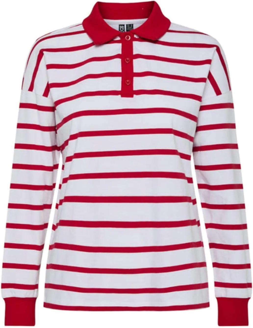 Women Rugby Polo Shirt Vintage Long Sleeve Oversized Striped Shirt Y2k Lapel Collar Pullover Crop Top 90s Streetwear