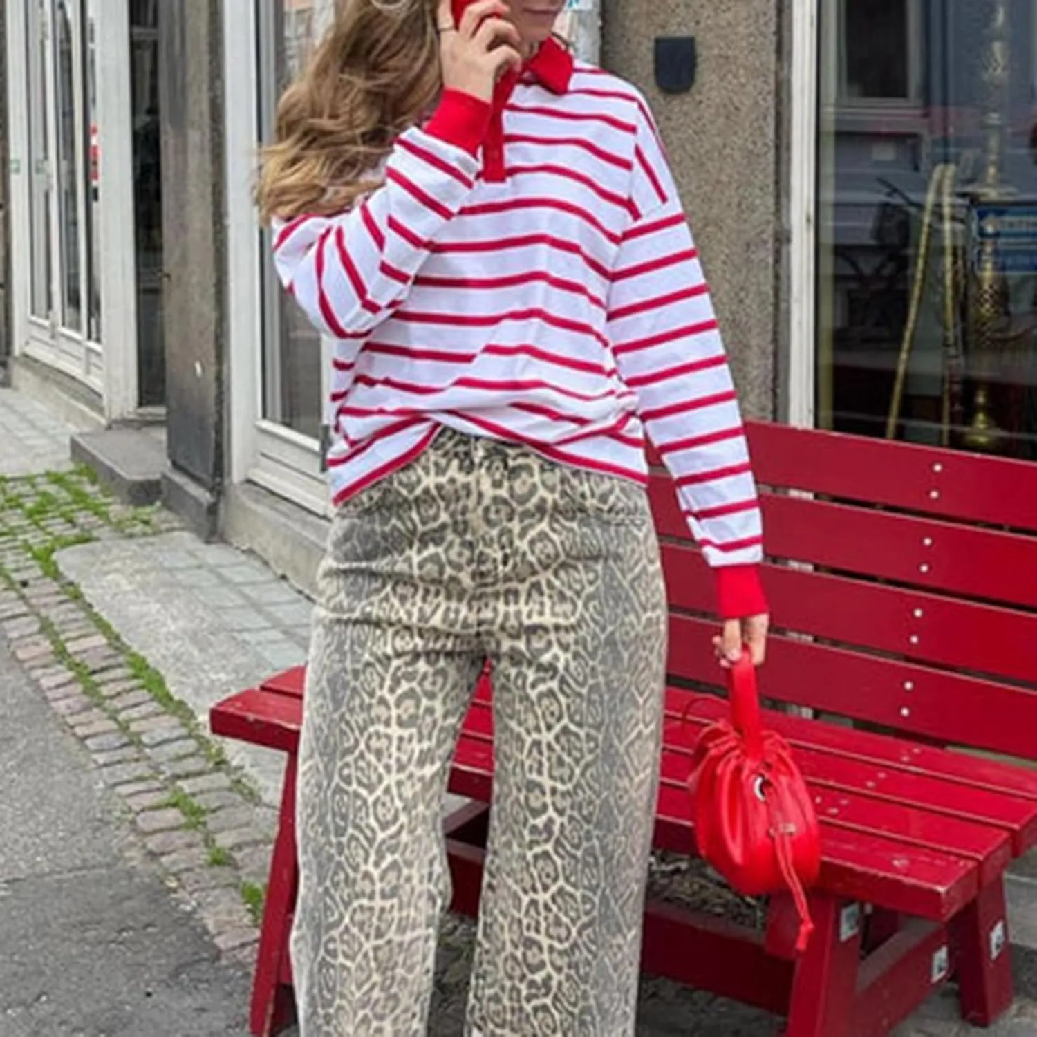 Women Rugby Polo Shirt Vintage Long Sleeve Oversized Striped Shirt Y2k Lapel Collar Pullover Crop Top 90s Streetwear