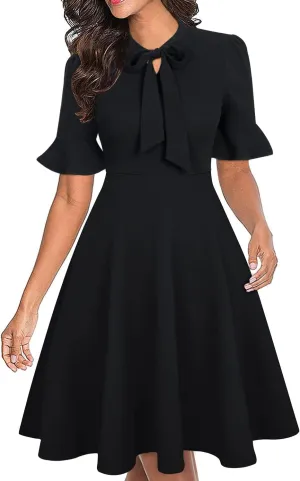 Women Summer Floral Ruffle Sleeve Wear to Work Church Wedding Guest Party Dresses