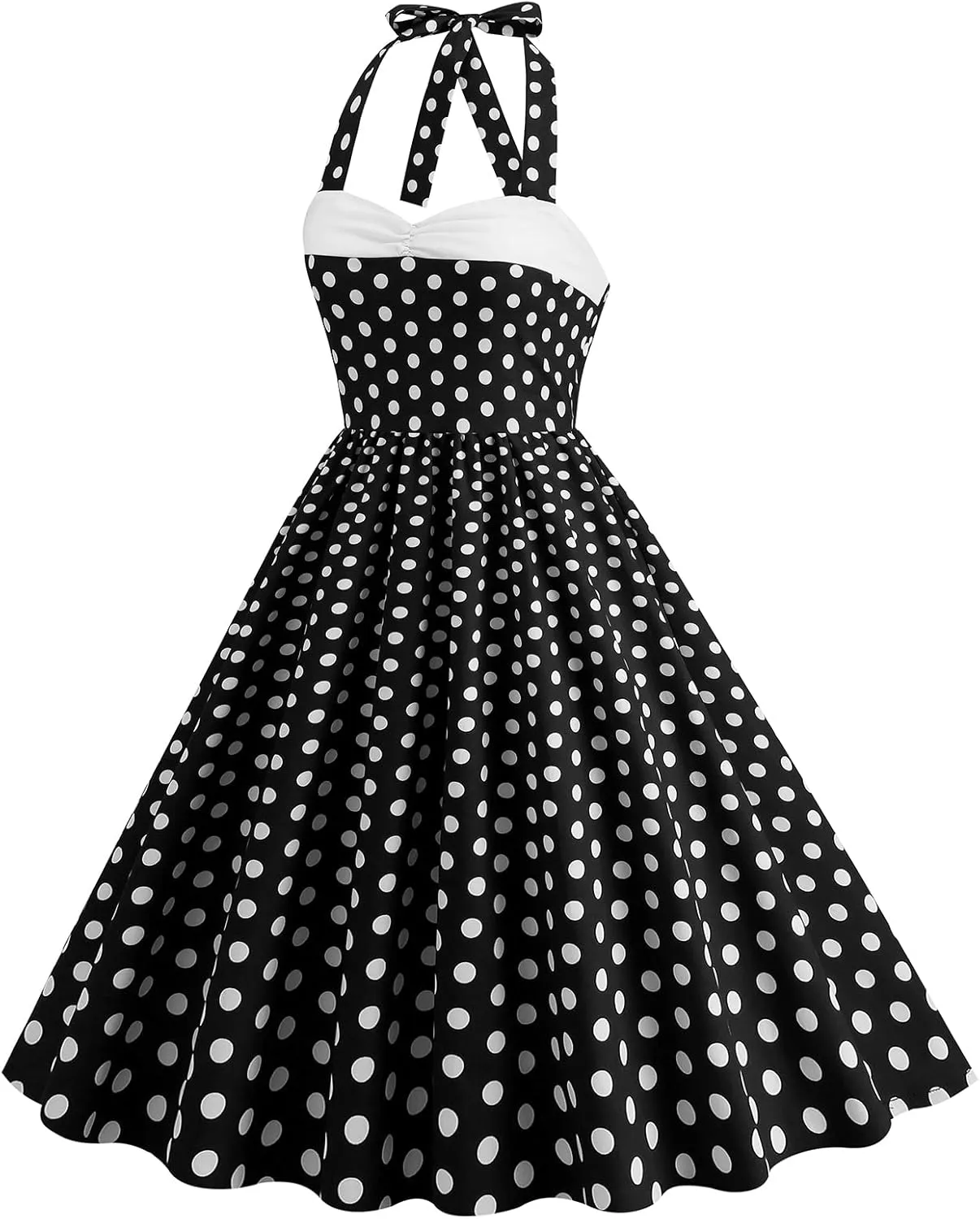 Women Vintage Spaghetti Strap Cami 1950s Polka Dot Rockabilly Swing Dress Casual Boho Floral Print Cocktail Tea Party Dress