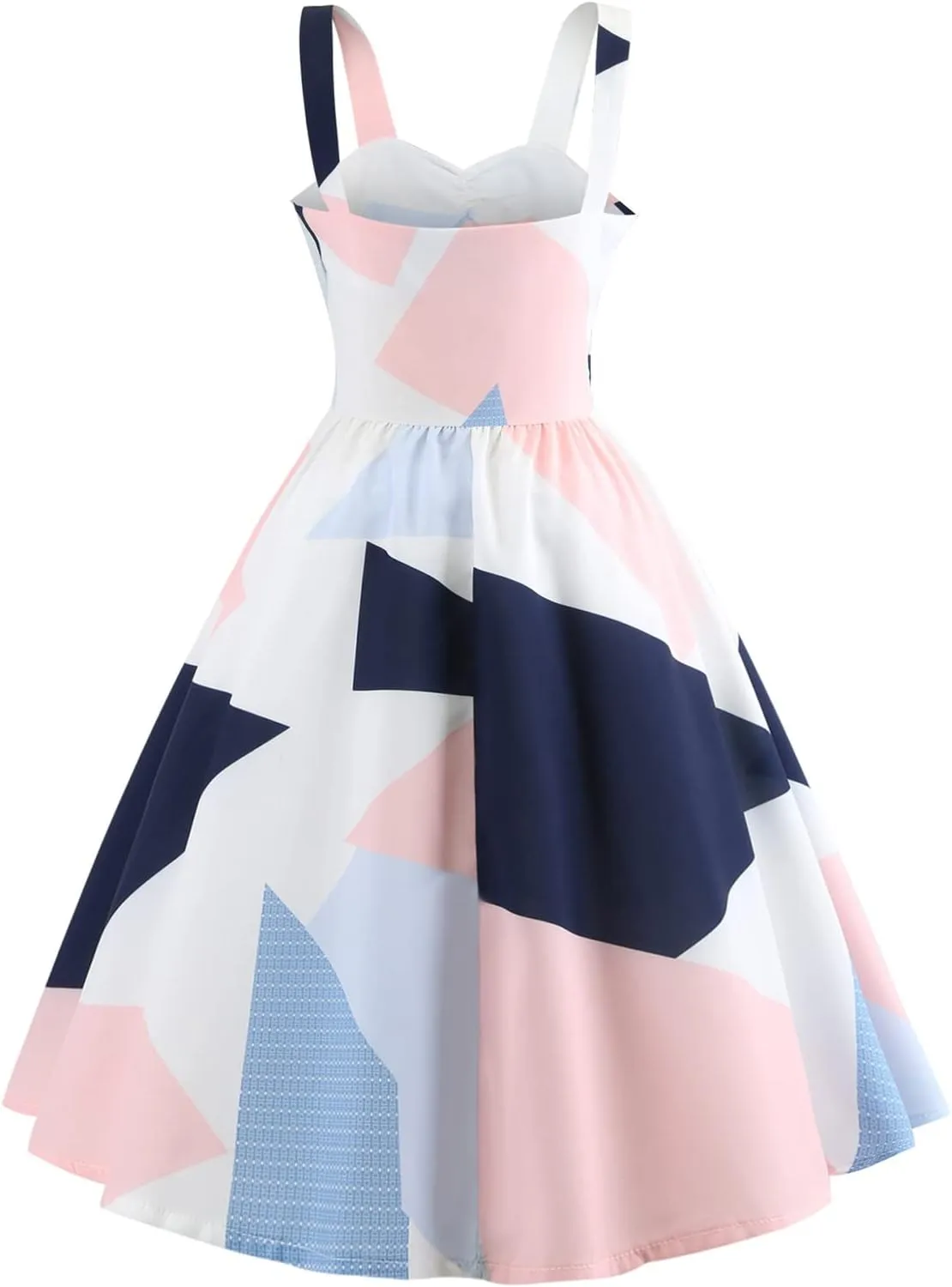 Women Vintage Spaghetti Strap Cami 1950s Polka Dot Rockabilly Swing Dress Casual Boho Floral Print Cocktail Tea Party Dress