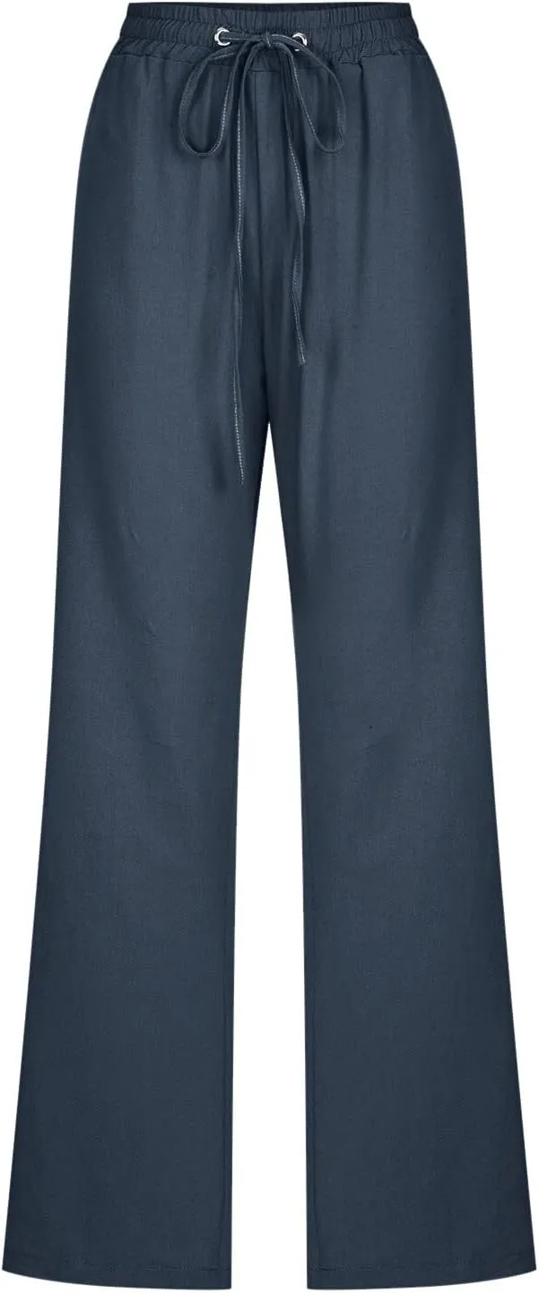 Women Work Linen Cotton Pants Office Business Plus Size Loose Trendy Trouser Outdoor Hiking Jogging Casual Sweatpants