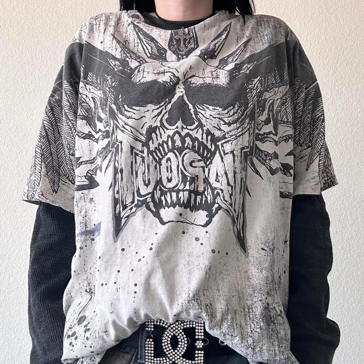 Women Y2K Grunge T Shirt Emo Aesthetics Graphic Tops Teen Girl Vintage Baggy Goth Tops Harajuku Punk Grunge Clothes