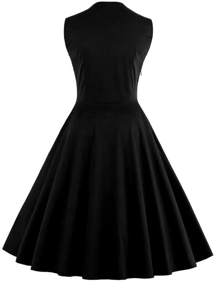 Women's 1950s Retro Rockabilly Dress Vintage Sleeveless Spliced Floral/Polka Dot A Line Dress 50's 60's Cocktail Evening Gown