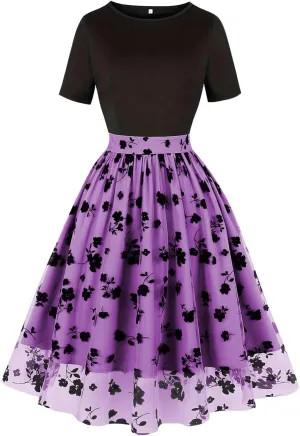 Womens 1950s Vintage Cocktail Party Dress Long Sleeve Polka Dots Mesh Retro Rockabilly Swing Dresses Fall Dress