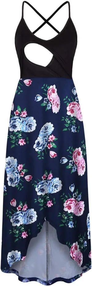 Women's Breastfeeding Floral Sundress Maternity Nursing Cami Dresses