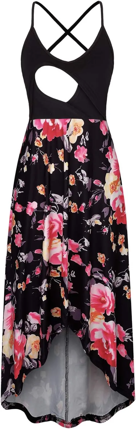 Women's Breastfeeding Floral Sundress Maternity Nursing Cami Dresses