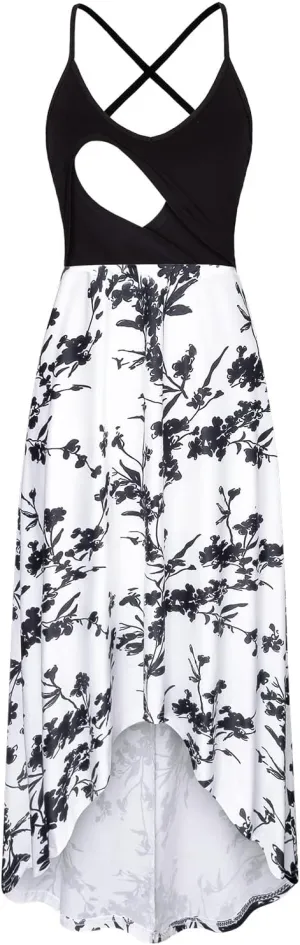 Women's Breastfeeding Floral Sundress Maternity Nursing Cami Dresses