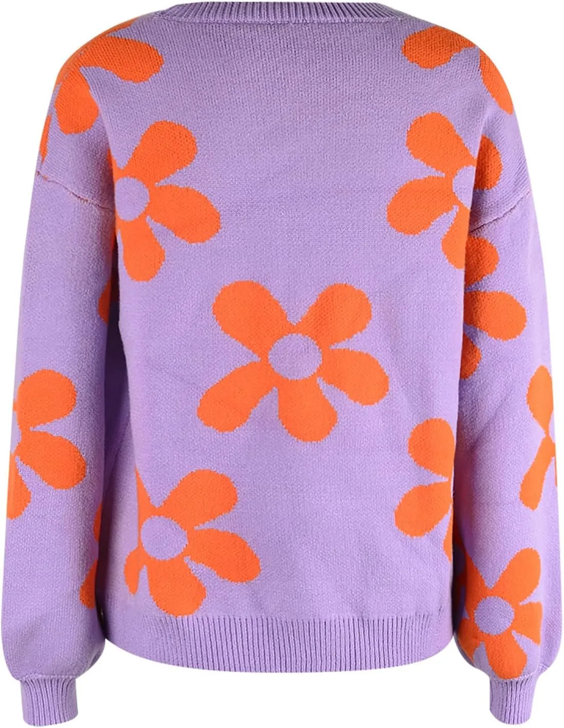 Women's Casual Flower Knitted Sweaters Crewneck Long Sleeve Chunky Cable Knit Pullover 2023 Fashion Clothes